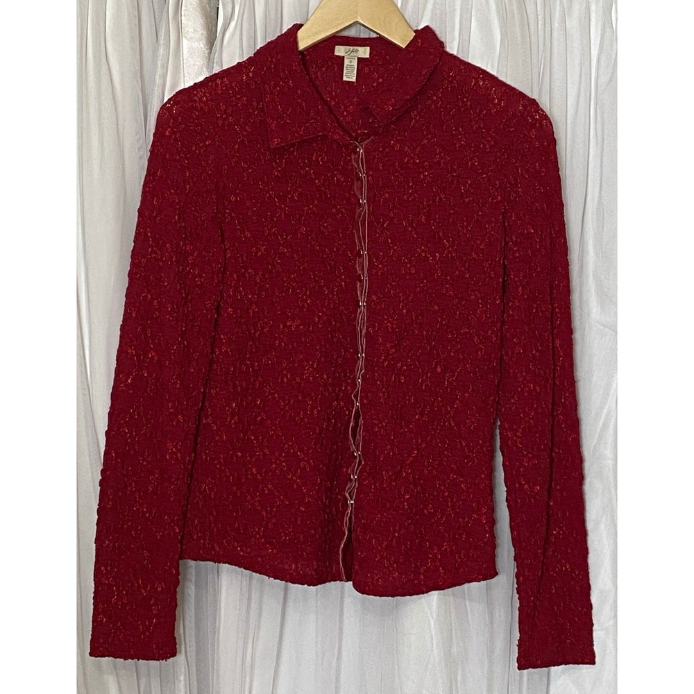 J. Jill vintage Women's Red Knit Stretch Button Front Cardigan Sweater Size S